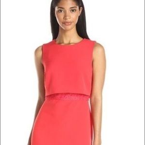 Vince Camuto Red Coral Popover Lace Detail Sheath Dress